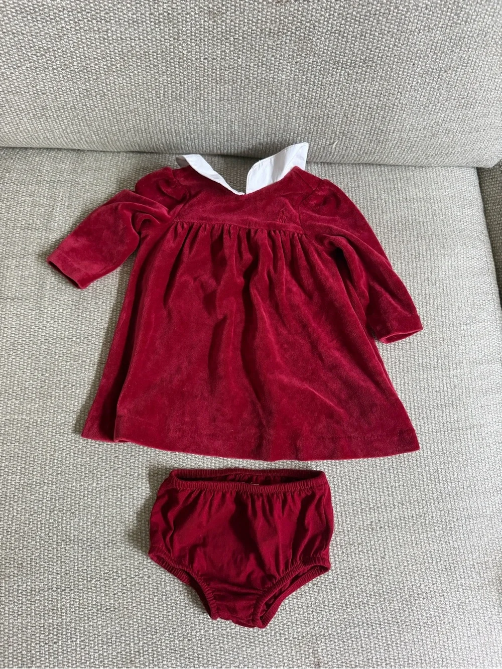 Ralph Lauren Girls' Velour Dress & Bloomer - Baby 6 months